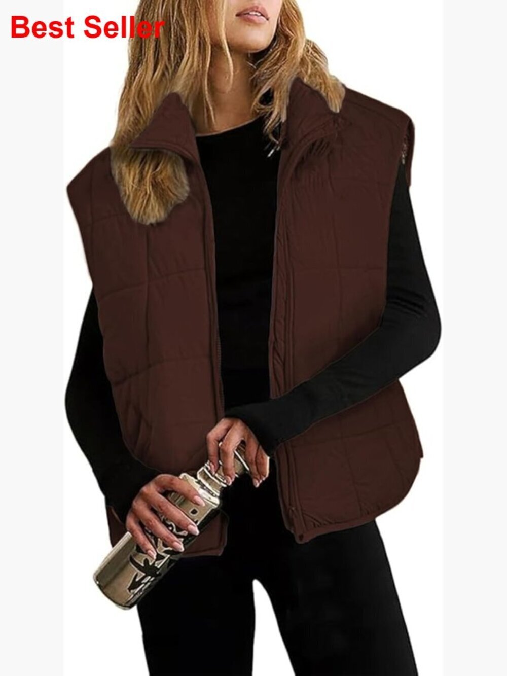 Lightweight Quilted Puffer Vest with Zip Closure and Pockets